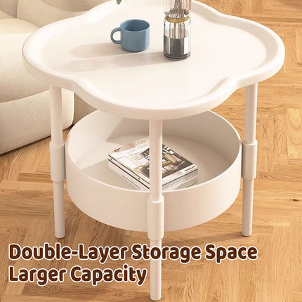 Modern Four Leaf Clover Small Side Table Plastic Sofa Side Table with Storage Shelves