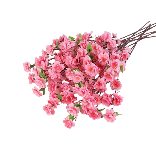 10PCS Artificial Peach Blossom Branches Realistic Pink Flower for Wedding Party