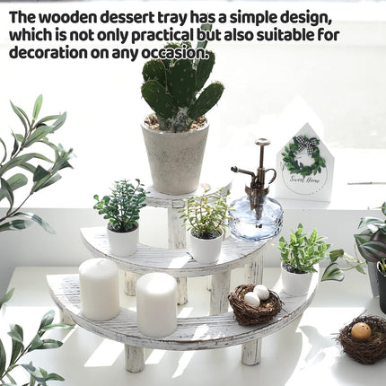 3 Tier Solid Wood Dessert Stand White Aesthetic for Party Cake Pastry Display