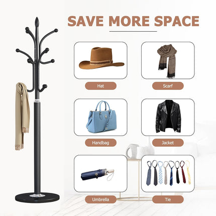 Bedroom Floor Standing Coat Rack Clothes Hanger Space Saving Stable Durable