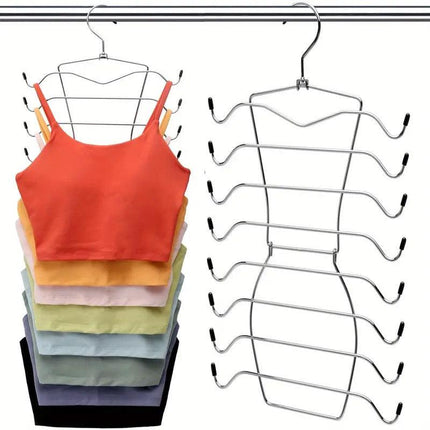 2pcs 8 Tier Metal Clothes Hanger Underwear Storage Organizer Stainless Steel