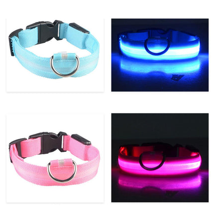 S Size USB Rechargeable LED Dog Collar Nylon Glow Flashing Light Up Safety Pet Collars