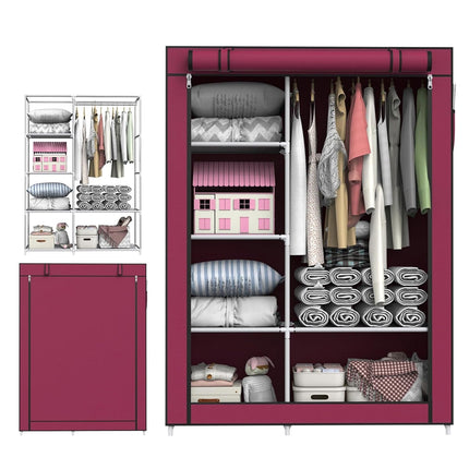 Simple Steel Frame Wardrobe with Non-Woven Fabric Cover for Clothes Storage Use