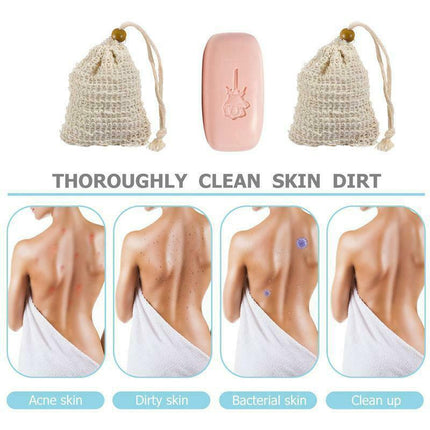 1/2/4/8X Flax Soap Exfoliating Bags with Foaming Net & Drawstring