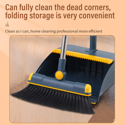Folding Broom Dustpan Set Rotating Household Sweeping Hair Removal Cleaning Tool