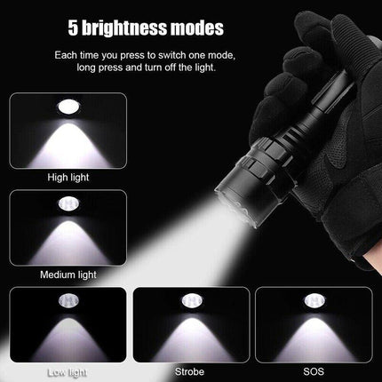 1600lm Cree L2 LED Tactical Flashlight USB Rechargeable Camping Hunting Torch