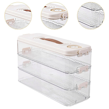 3 Layers Square Food Storage Container with Lid Kitchen Organiser for Meal Prep