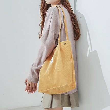 Women Corduroy Applique Tote Bags Handbag Messenger Canvas Shoulder Bag Travel - Aimall