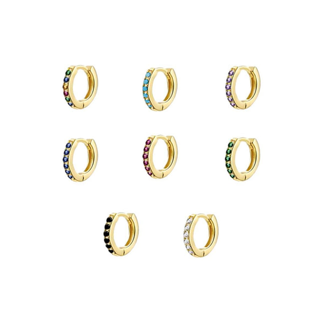 925 Sterling Silver Gold Rings Plated Cubic Crystal Cuff Huggie Hoop Earrings Au