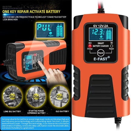 6V 12V Battery Charger Maintainer - Car Motorcycle Lawn Mower Repair