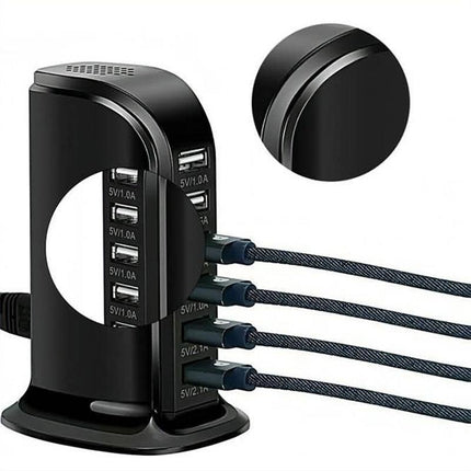 6Ports Charging Station Usb Desktop Charger Rapid Tower Power Adapter Wall Hub - Aimall