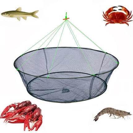 Open Folding Fishing Net Round Fishnet Portable Fish Pocket for Outdoor Angling