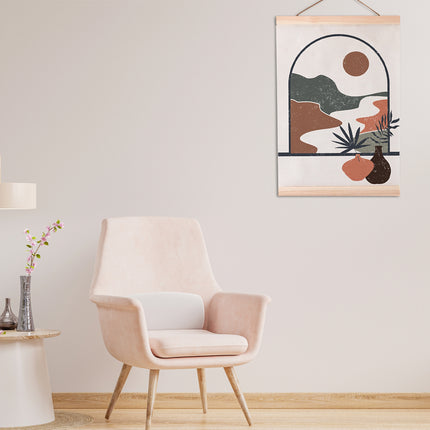 Scroll Painting with Solid Wood Hanger Traditional Chinese Style For Home Decor