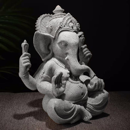 Resin Buddha Statue Carved Ornament Wealth God for Home Office Altar Decorative