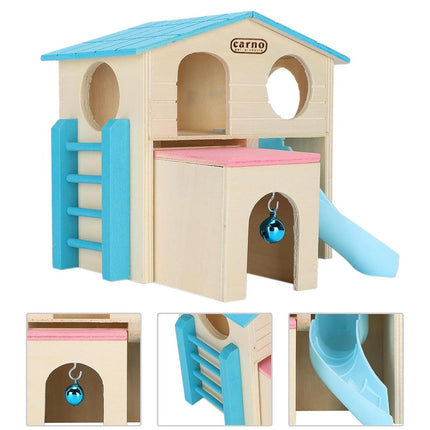 Wooden Luxury Hamster Villa Escape House Fun Nest Pet Home for Small Animals