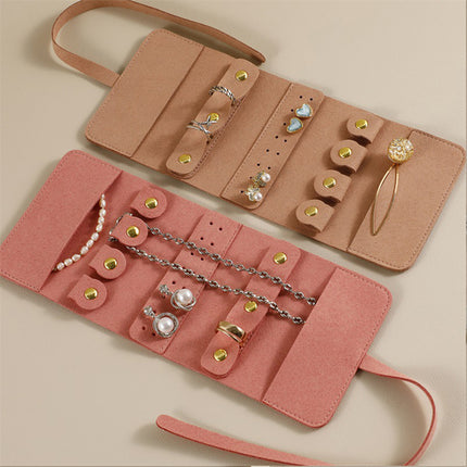 Portable Microfiber Jewelry Storage Bag Roll Organizer for Earrings Necklaces