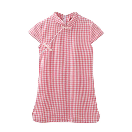 Ethnic Style Lady Tang Suit Dress Printed Cheongsam for Girls