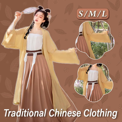 Hanfu Yellow Jacket Beige Traditional Chinese Long Coat for Spring/Summer Wear