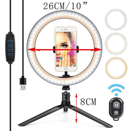 10”LED Dimmable Ring Light with Selfie Tripod for Makeup & Live Streaming