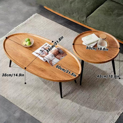 2Pack Smooth Glossy Coffee Table Nesting Side End Table Living Room Furniture