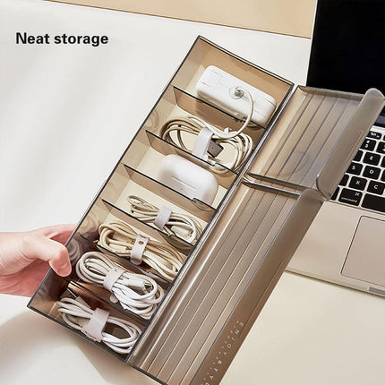 Large Capacity Data Cable Organizer Box With Lid USB Power Charging Cable Box