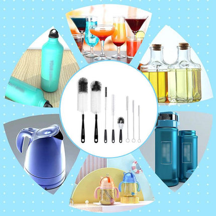 8 Pcs Nylon Straw Brush Set Cleaner Bottle Glass Tube Pipe Small Long Cleaning