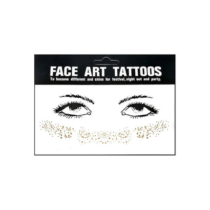 8Style Women Girl Face Gold Shine Body Temporary Tattoo Freckle Art Tattoo Paper - Aimall