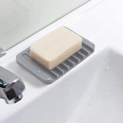 2X Silicone Soap Dish Soap Holder Rack Tray Plate Saver Storage For Bathroom new - Aimall