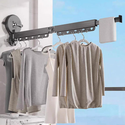2/3/4-Bar Adjustable Foldable Retractable Clothes Drying Rack Suction Cup Hanger