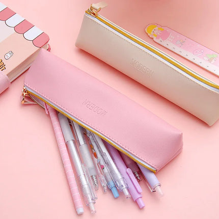 4PCS PU Leather Pen Pencil Case Makeup Cosmetic Bag Portable Storage Pouch AU