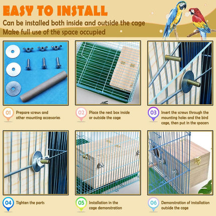 Wooden Breeding Box for Pet Parrot Outdoor Hatching Cage Nesting Box Habitat