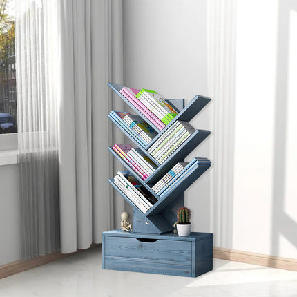 Bookshelf Display Shelf Book Storage Rack Wood Bookcase Drawer Durable Aesthetic