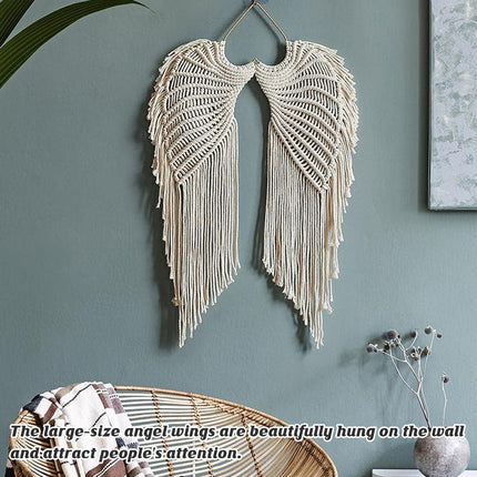 Angel Wings Woven Wall Tapestry Cotton Rope Home Decoration Living Room Art