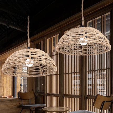 Natural Half Circle Woven Lampshade 30x10.5cm Straw Rope Pendant Light Shade