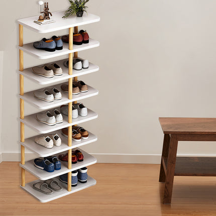 8 Tiers Shoe Rack Wood Vertical Space Saving Narrow Shoe Rack Storage 14 Pairs