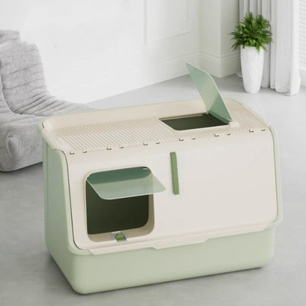 Large Fully Enclosed Cat Litter Box with Lid Odor Control Litter Pan for Cats