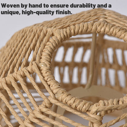 Brown Paper Rope Pendant Light Handwoven Rattan Style Lampshade for Home Decor