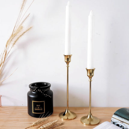 3 Pcs Vintage Candlesticks Set in Gold Metal with Different Heights