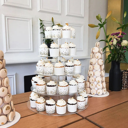 5-Tier Acrylic Cupcake Display Stand Clear Round Tower for Party Wedding Events
