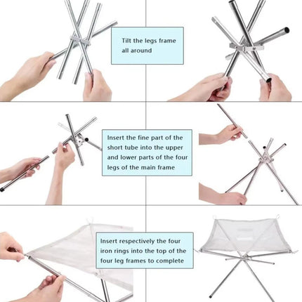 Folding Stainless Steel Mesh Fire Pit Outdoor Camping Hiking Portable Fireplace