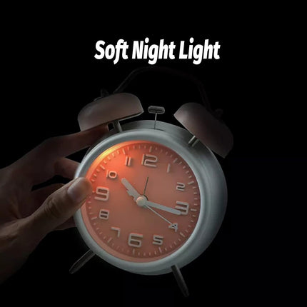 Strong Wake-Up Alarm Clock with Night Light Battery-Powered Silent Durable