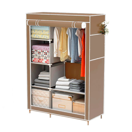 Portable Clothes Storage Cabinet Wardrobe Organizer Unit with Shelf Closet
