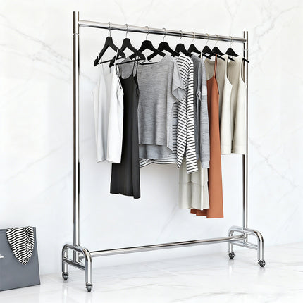 Floor-Standing Mobile Garment Rack with Wheels Clothes Display Stand Sturdy