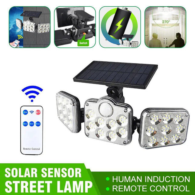 LED Solar Wall Light Outdoor Garden Solar Light with Body Sensor Waterproof