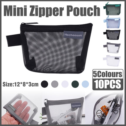 Mini Mesh Zipper Bags Storage Pouch Coin Purse ID Credit Card Holder Organizer