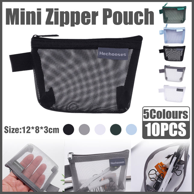 Mini Mesh Zipper Bags Storage Pouch Coin Purse ID Credit Card Holder Organizer