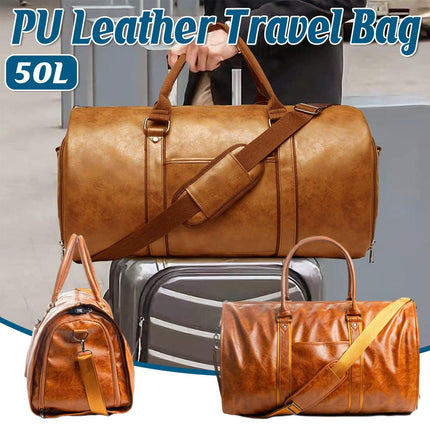 PU Leather Travel Duffel Bag Men Weekend Overnight Luggage Bag for Travel Sports