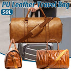 PU Leather Travel Duffel Bag Men Weekend Overnight Luggage Bag for Travel Sports
