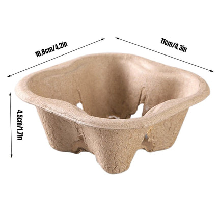 100PCS BioCup 1/2/4 Cup Carry Tray Recycled Paper Pulp Holder
