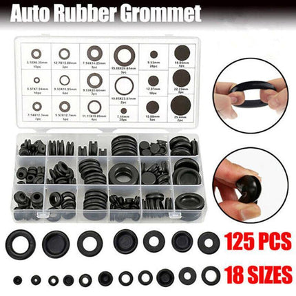 125Pcs Rubber Grommet Assortment Set Fastener Kit Blanking 18 Popular Sizes Au - Aimall